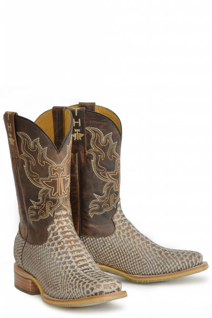 Tin Haul Ladies Square Toe Boots - Cobra Queen with Golden Flower Sole
