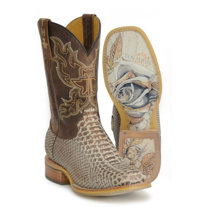 Tin Haul Ladies Square Toe Boots - Cobra Queen with Golden Flower Sole