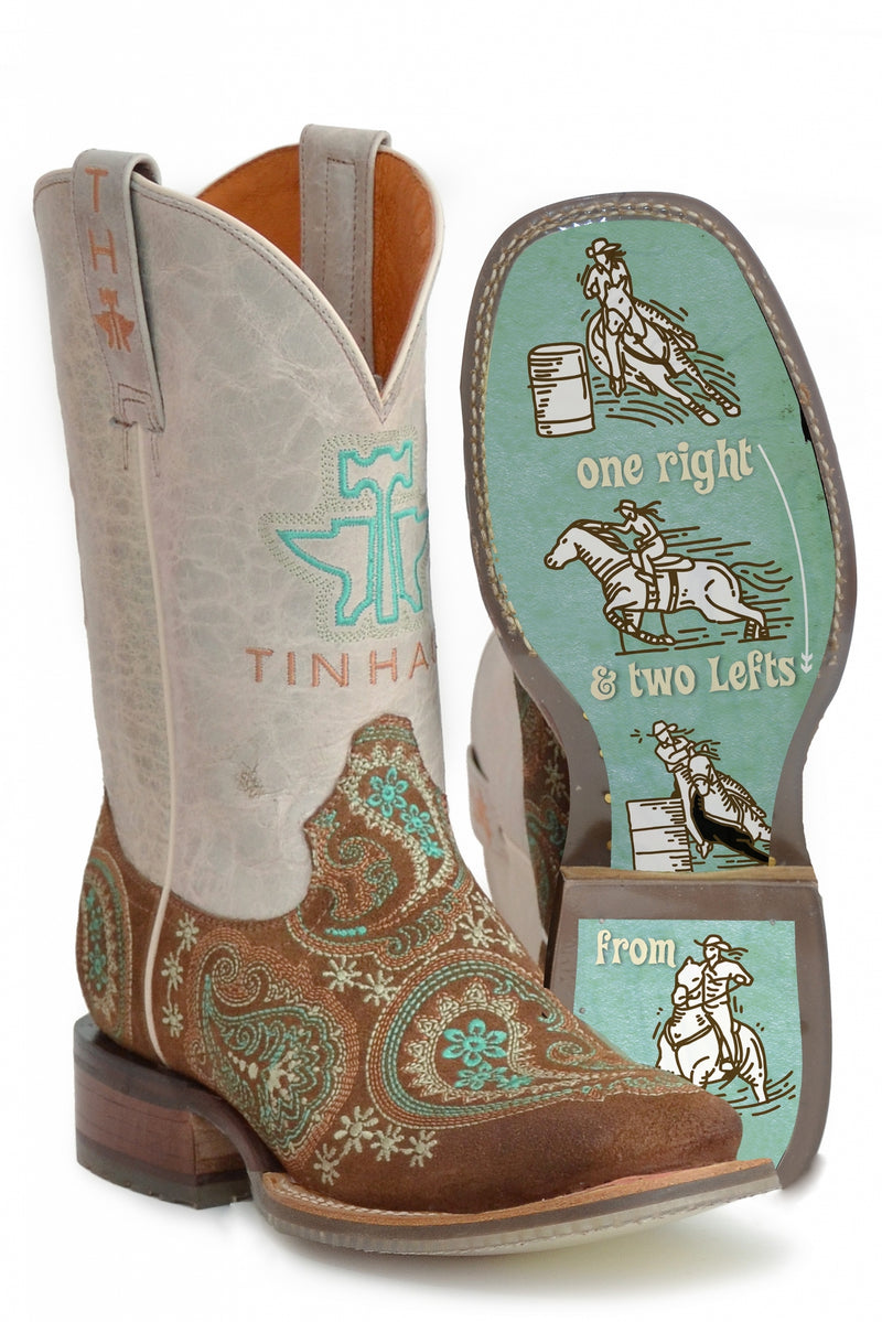 Tin Haul Ladies Square Toe Boots - Wild Rags with Near Home Sole