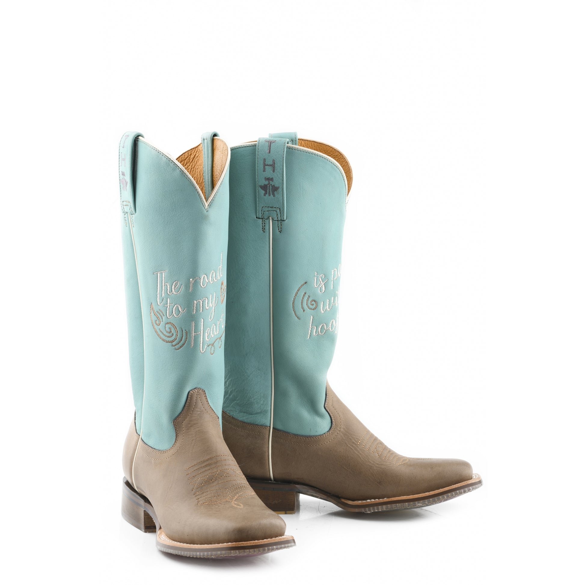 Tin Haul Ladies Square Toe Boots - A Cowgirls Motto with Born To Be Free Sole