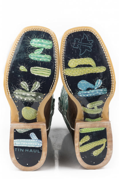 Tin Haul Ladies Square Toe Boots - Puff Cactus with Lookin Sharp Sole