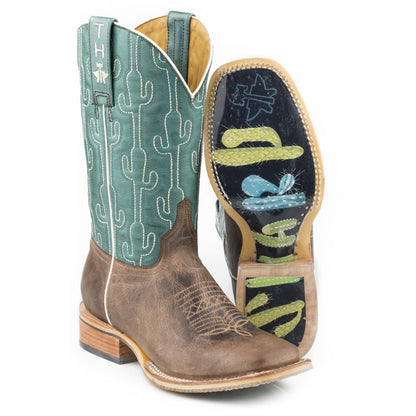 Tin Haul Ladies Square Toe Boots - Puff Cactus with Lookin Sharp Sole