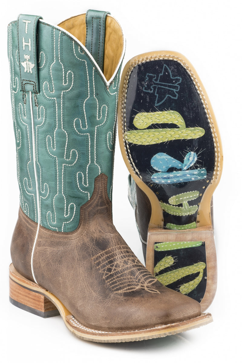 Tin Haul Ladies Square Toe Boots - Puff Cactus with Lookin Sharp Sole