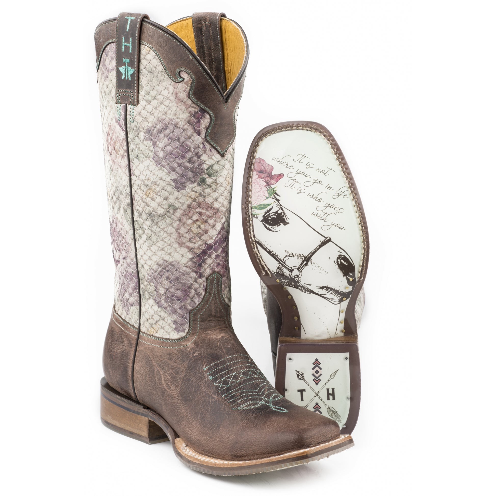 Tin Haul Ladies Square Toe Boots - Rosealiscious with Girls Best Friend Sole