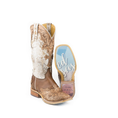 Tin Haul Ladies Square Toe Boots - Made in Heaven with Y'All Need Jesus Sole