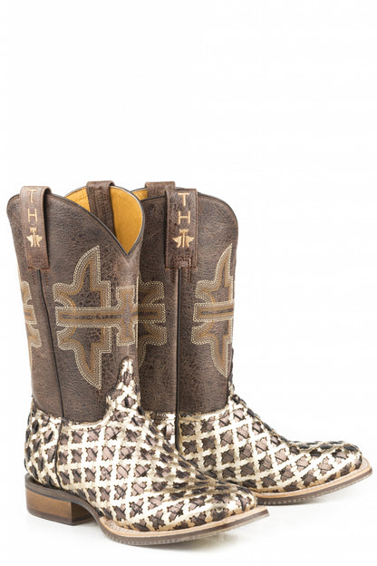 Tin Haul Ladies Square Toe Boots - 3D Cross with Peacock Sole