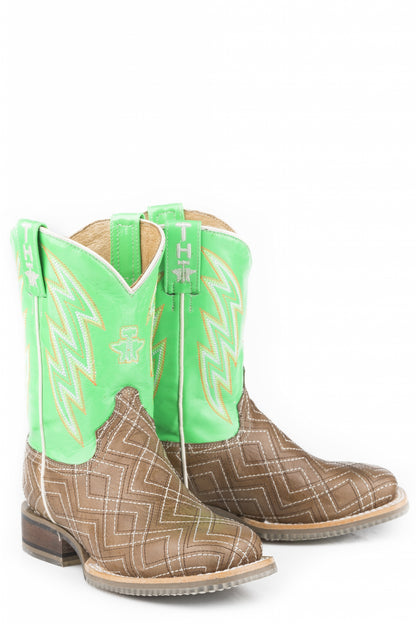 Tin Haul Big Kids Boots - Neon Matrix with Lightening Rider Sole