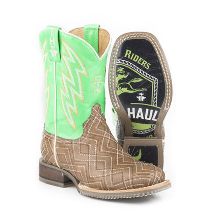 Tin Haul Big Kids Boots - Neon Matrix with Lightening Rider Sole