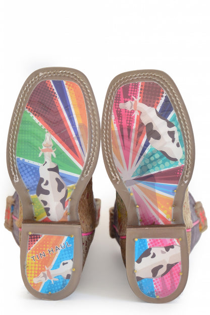 Tin Haul Big Kids Boots - Spotty with Cow Sole