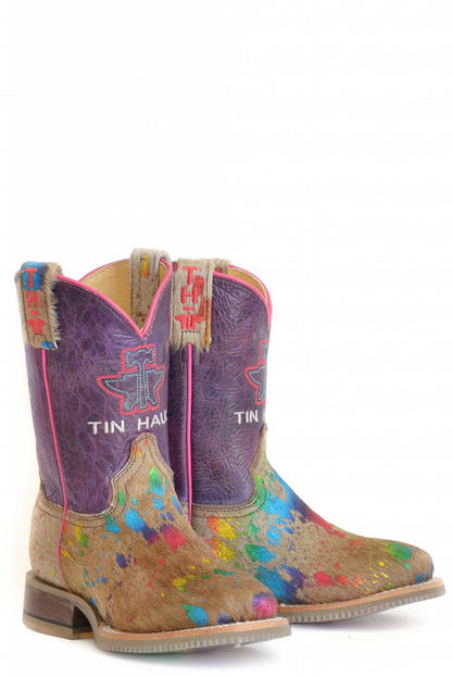 Tin Haul Big Kids Boots - Spotty with Cow Sole