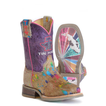 Tin Haul Big Kids Boots - Spotty with Cow Sole