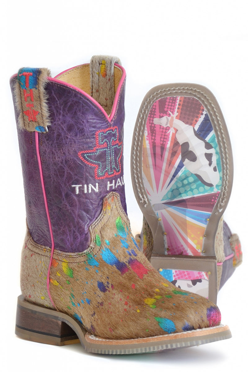 Tin Haul Big Kids Boots - Spotty with Cow Sole