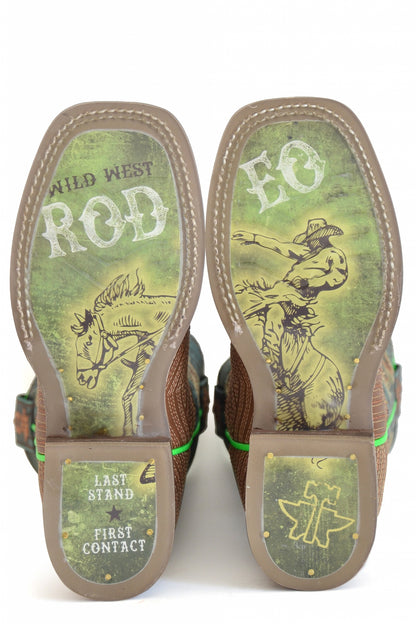 Tin Haul Big Kids Boots - Rowdy with Wild West Rodeo Sole