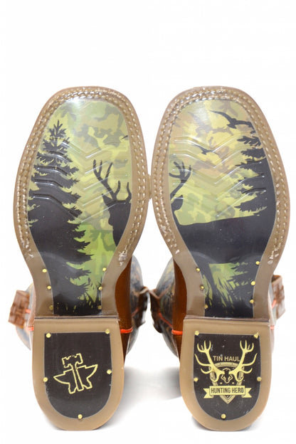 Tin Haul Big Kids Boots - Born To Be Outdoors with Buck Sole