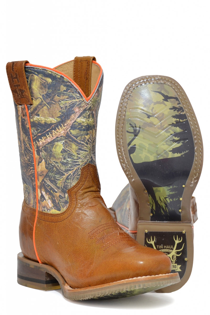 Tin Haul Big Kids Boots - Born To Be Outdoors with Buck Sole