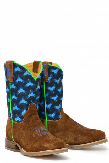 Tin Haul Big Kids Boots - Kaleidoscope with Wanted Dead or Alive Sole