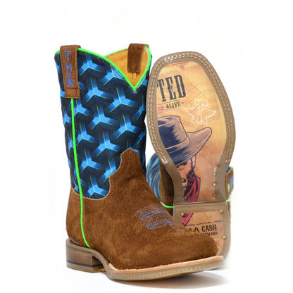 Tin Haul Big Kids Boots - Kaleidoscope with Wanted Dead or Alive Sole