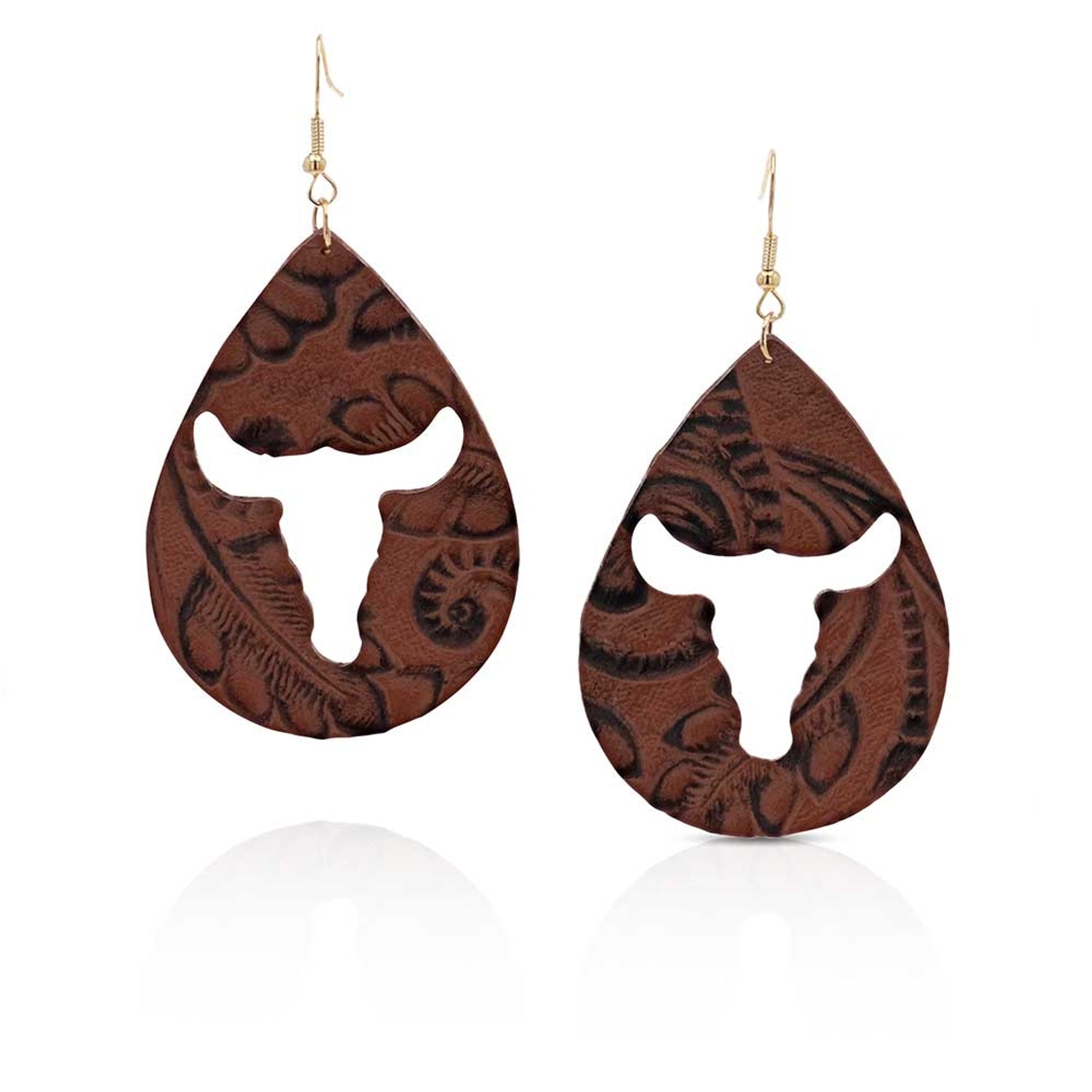 Montana Silversmiths Longhorn Love Leather Attitude Earrings
