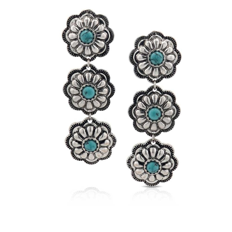 Montana Silversmiths Triple Bloom Conchos Turquoise Attitude Earrings