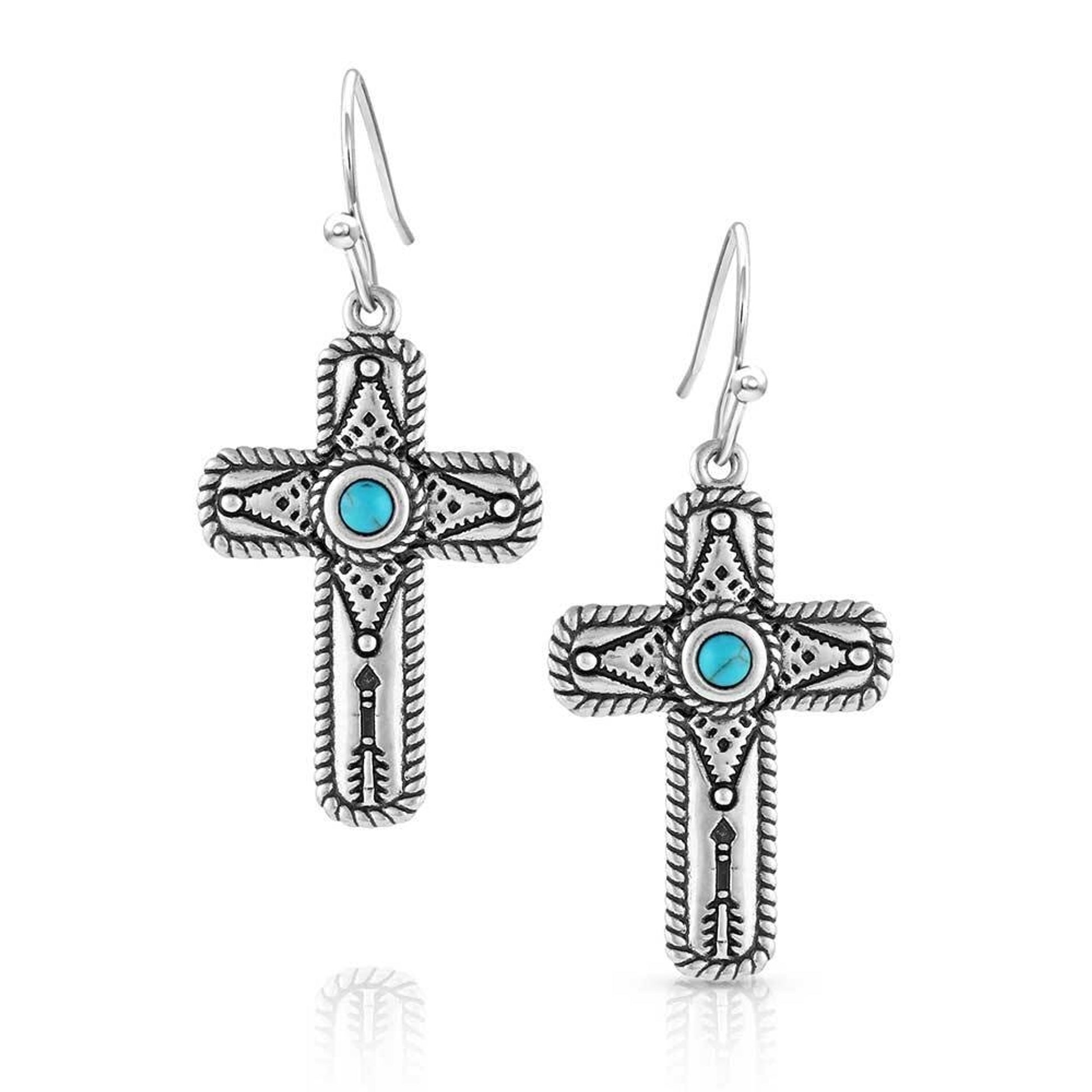 Montana Silversmiths Faith on Point Turquoise Cross Earrings