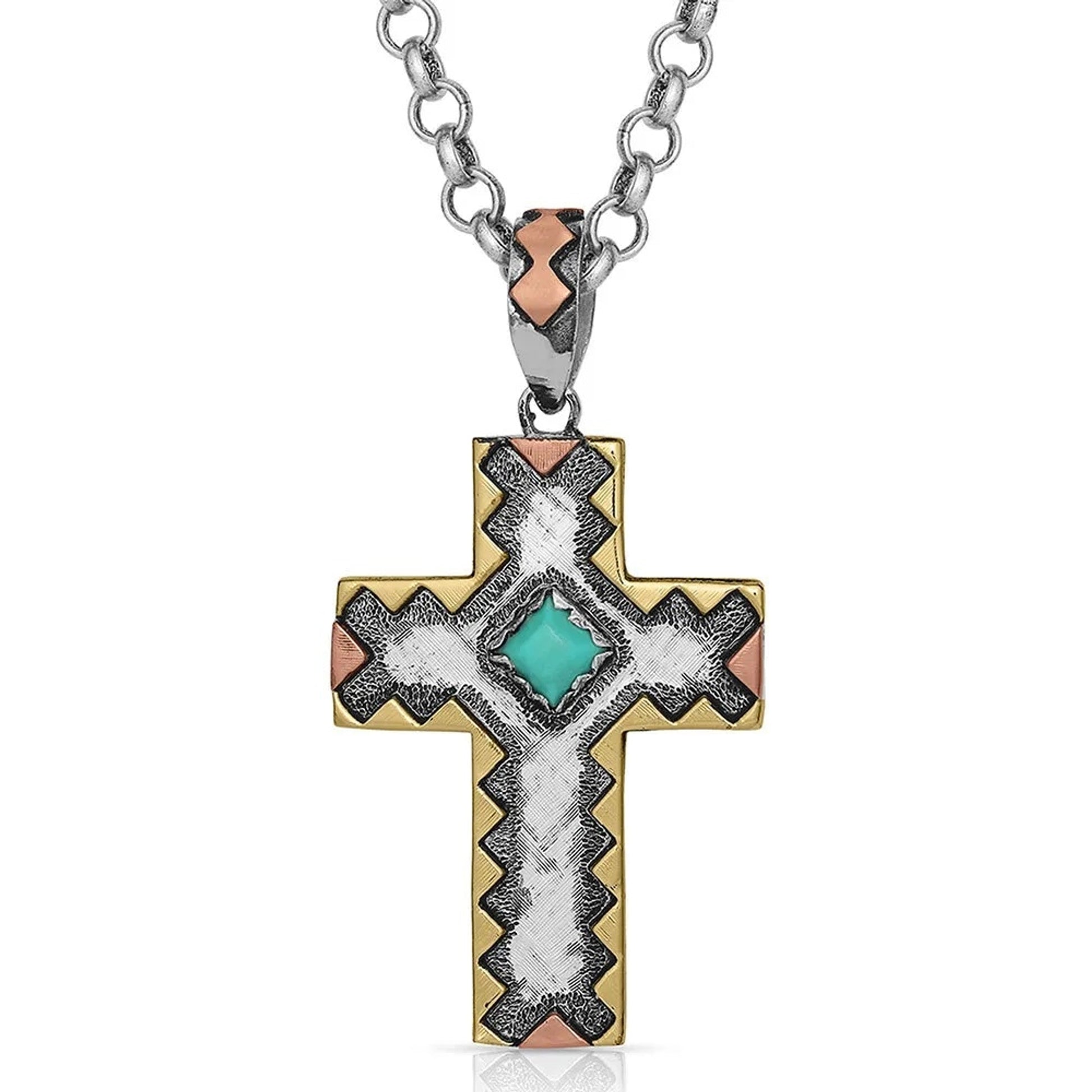 Montana Silversmiths Antiqued Serrated Cross Necklace