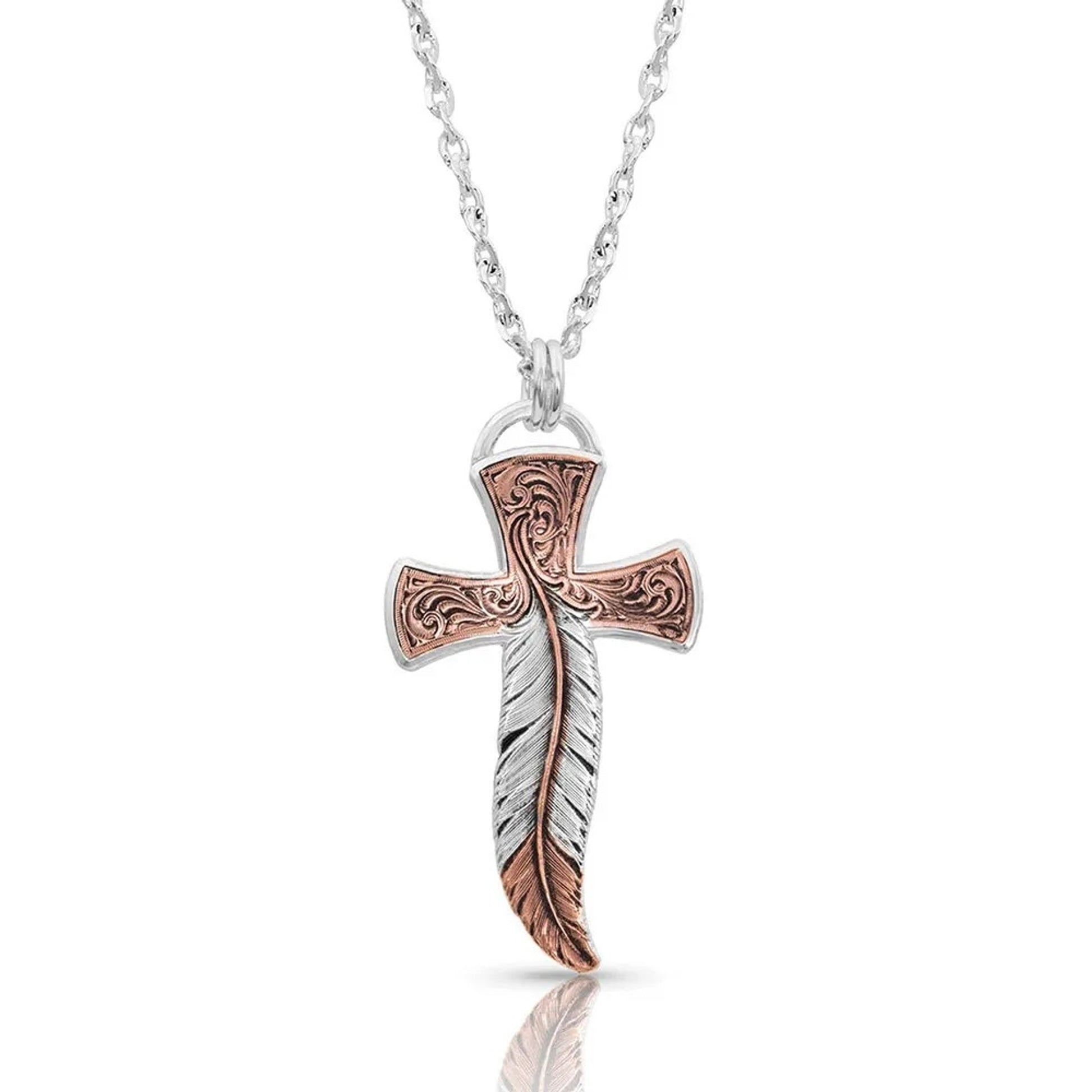Montana Silversmiths Wind Dancer Feather Cross Necklace