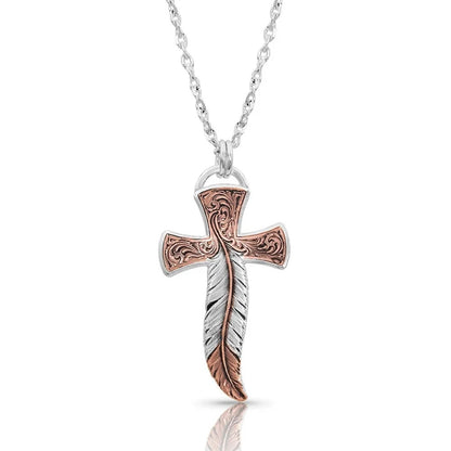 Montana Silversmiths Wind Dancer Feather Cross Necklace