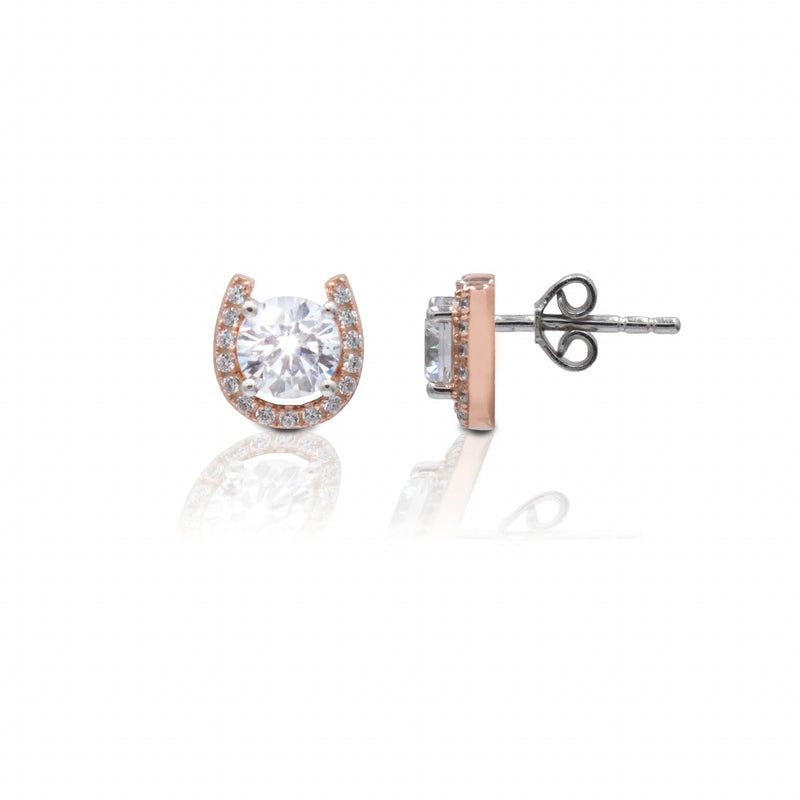 Kelly Herd Rose Gold Plated Horseshoe Stud Earrings