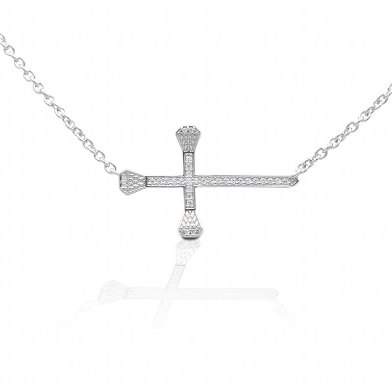 Kelly Herd Horizontal Pav Horseshoe Nail Cross Necklace