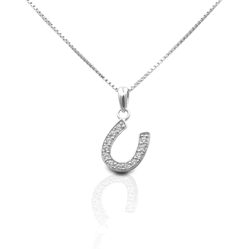 Kelly Herd Large Clear Dangle Horseshoe Necklace