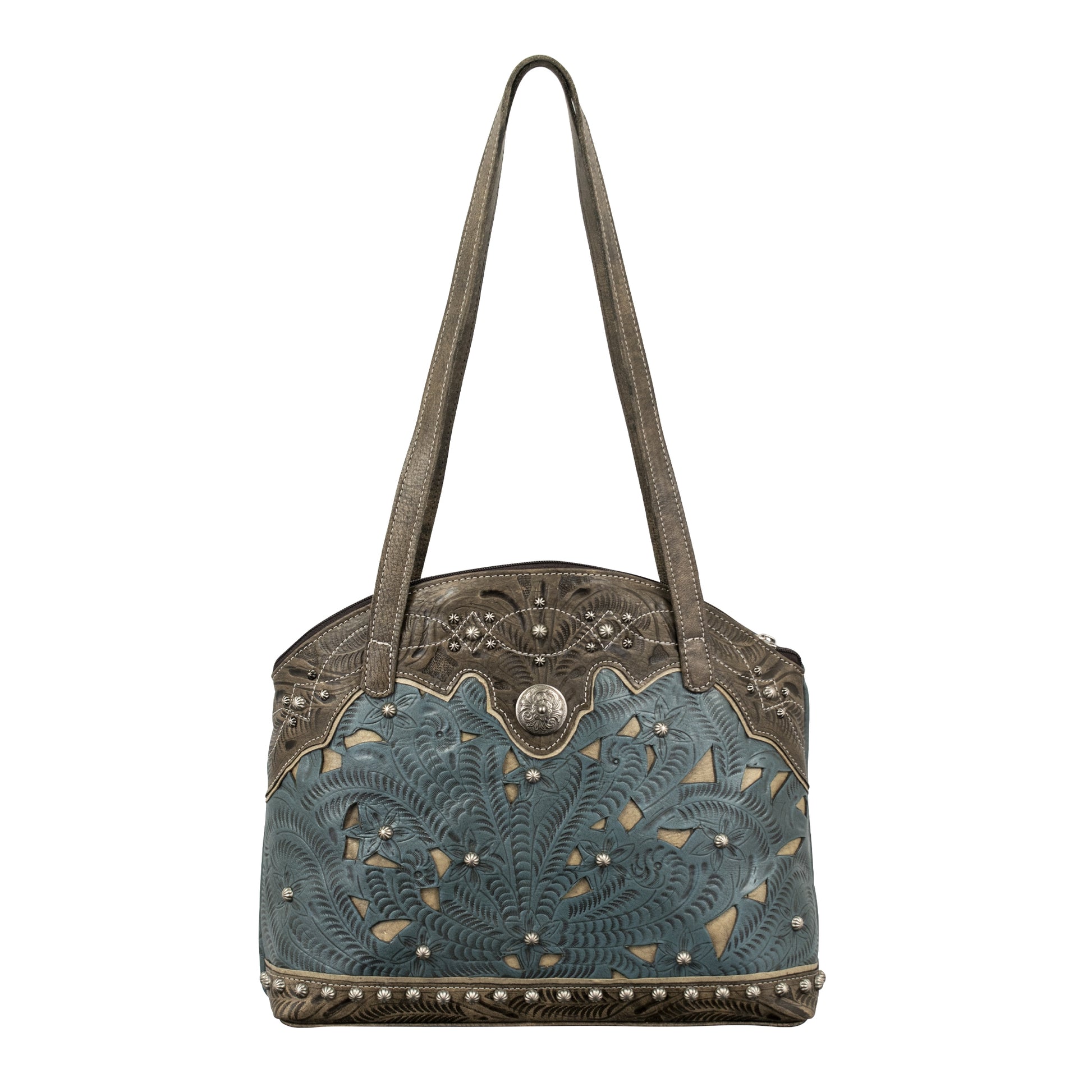 American West Annie's Secret Zip Top Half Moon Tote With Secret Compartment