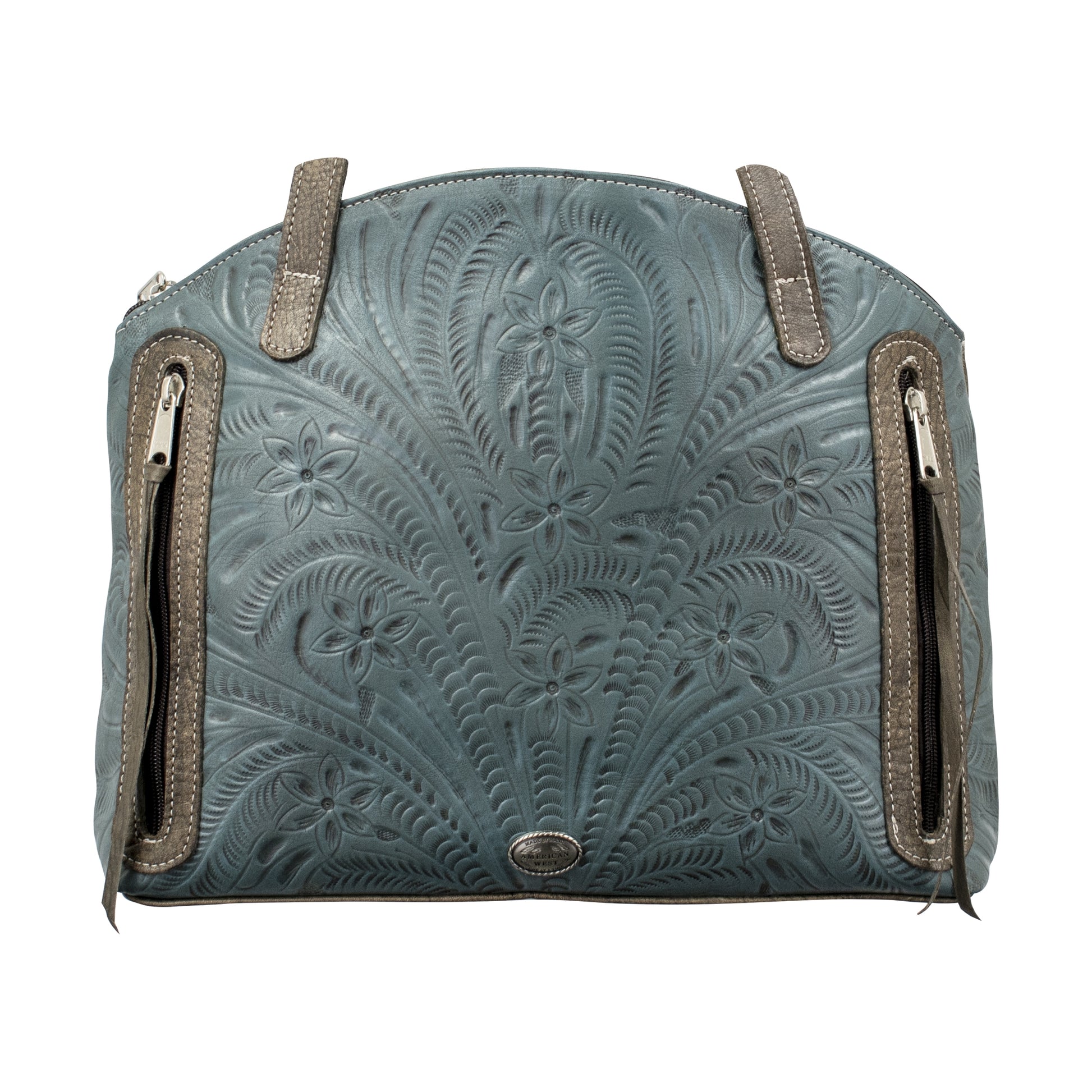 American West Annie's Secret Zip Top Half Moon Tote With Secret Compartment