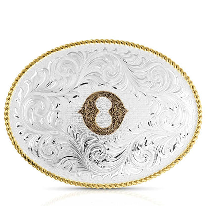 Montana Silversmiths Classic Western Oval Two-Tone Initial Belt Buckle