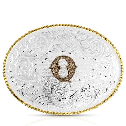 Montana Silversmiths Classic Western Oval Two-Tone Initial Belt Buckle