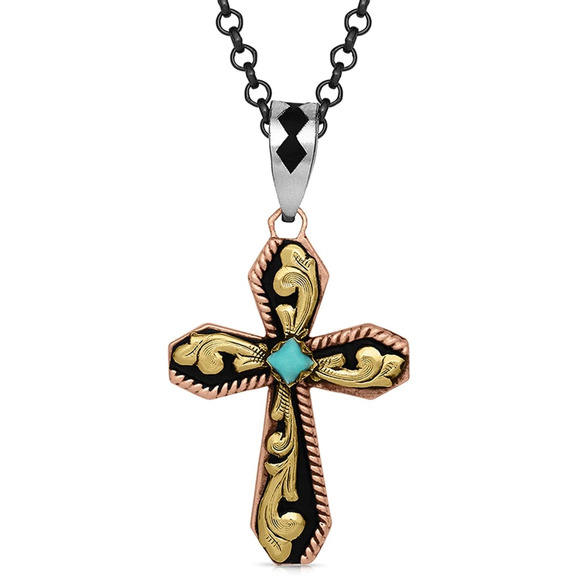 Montana Silversmiths Tri-Tone Cross Necklace