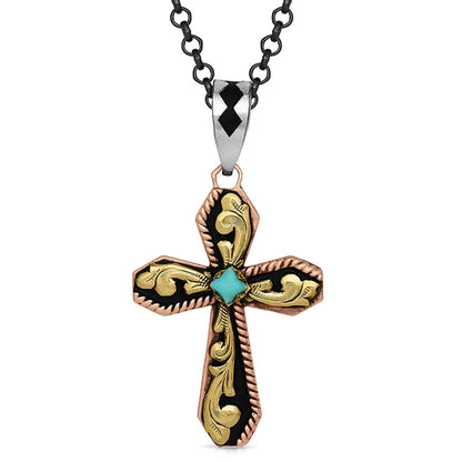 Montana Silversmiths Tri-Tone Cross Necklace