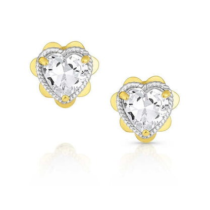 Montana Silversmiths Flowered Heart Post Crystal Earrings