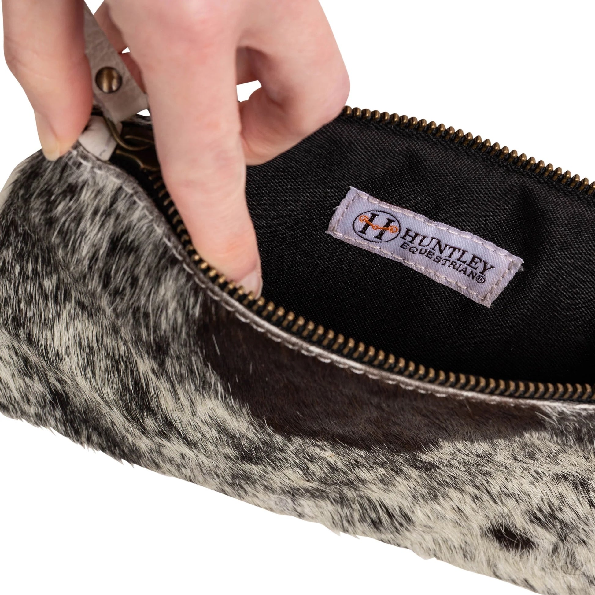 Huntly Equestrian Cowhide Wristlet Handbag