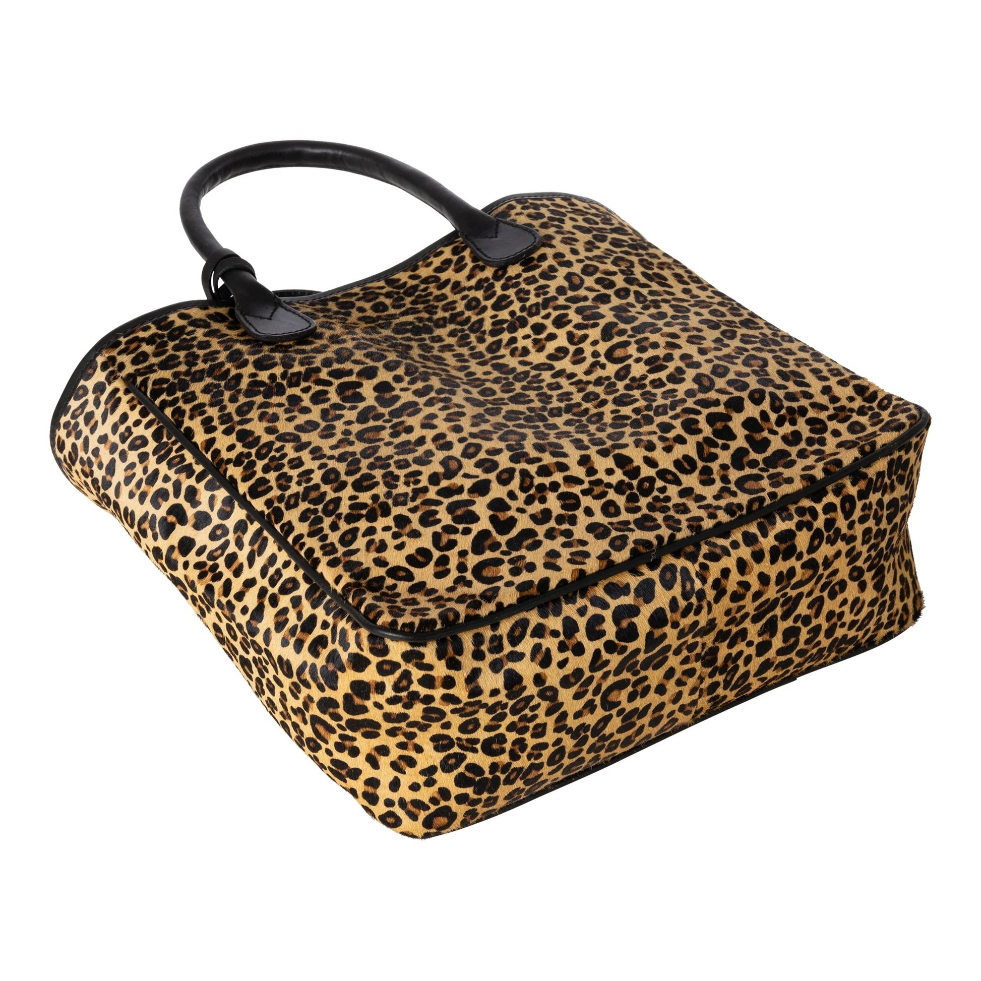 Huntley Equestrian Leopard Hair On Hide Leather Handbag