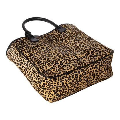 Huntley Equestrian Leopard Hair On Hide Leather Handbag