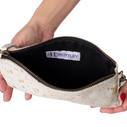 Huntley Equestrian Hair on Hide Leather Wristlet Clutch Purse