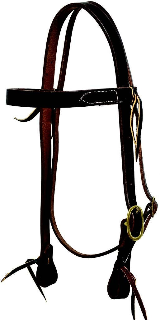 Mustang Browband Headstall Single Solid Brass Buckle with Tie Ends