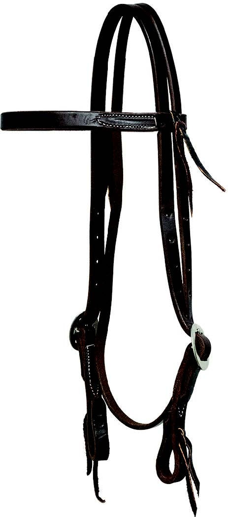 Mustang Browband Headstall Double Stainless Steel Cart Buckles with Tie Ends