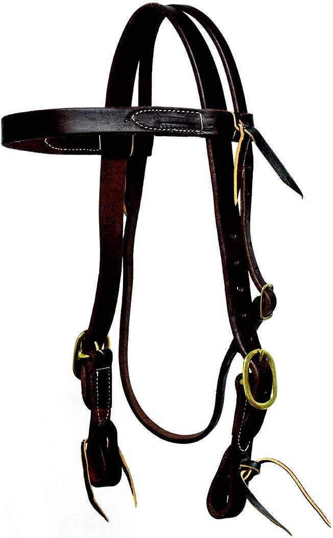 Mustang Browband Headstall Double Solid Brass Buckles with Tie Ends