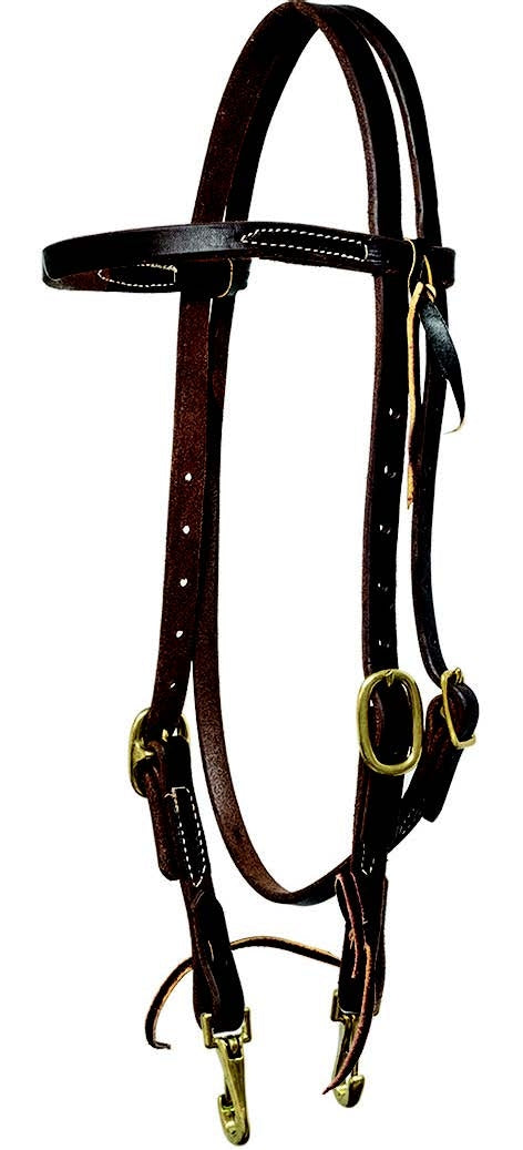 Mustang Browband Headstall Double Solid Brass Buckles with Snap Ends
