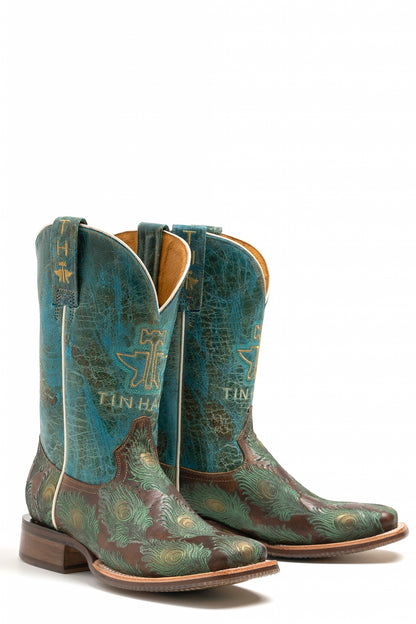 Tin Haul Ladies Feather Peacock Sole Boots