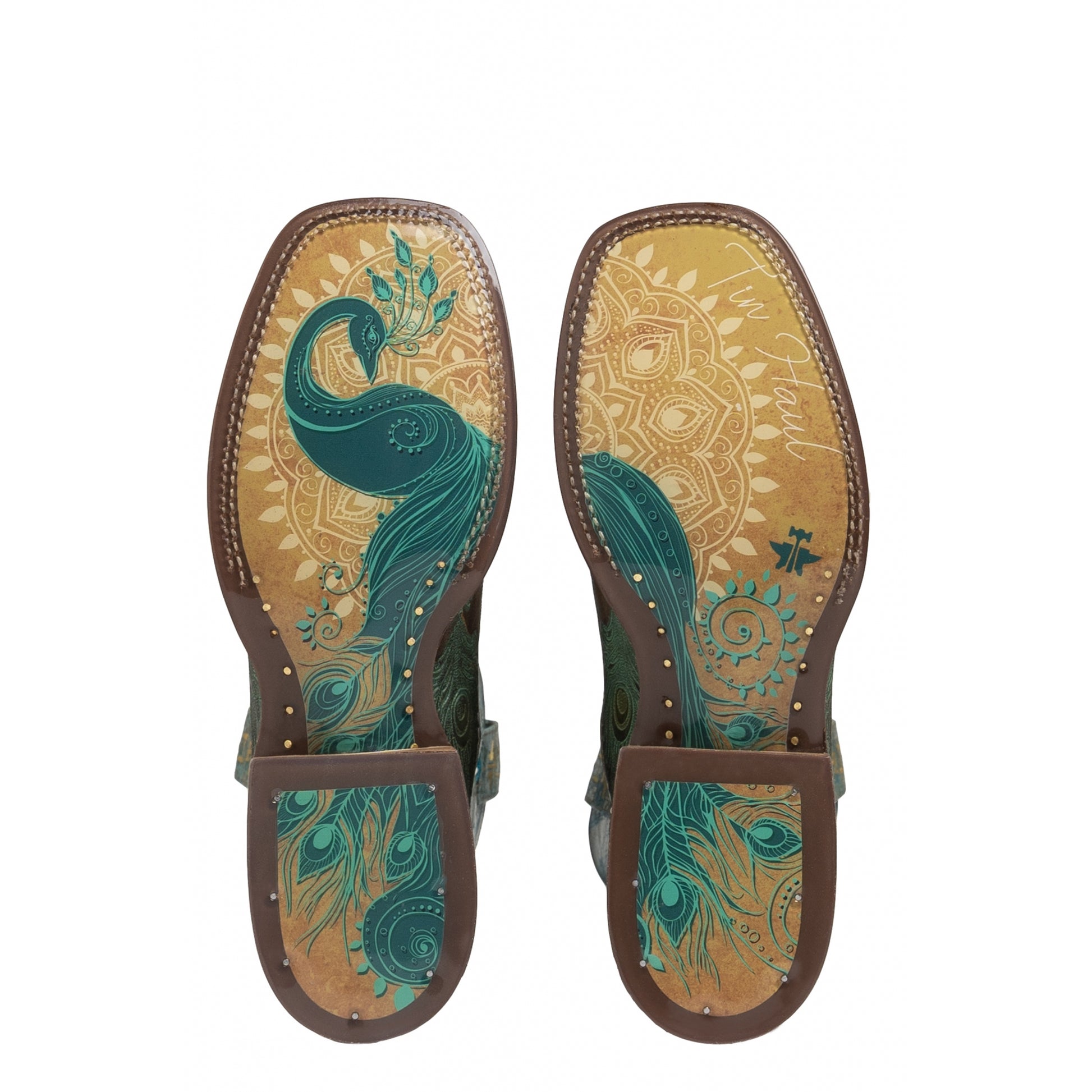 Tin Haul Ladies Feather Peacock Sole Boots