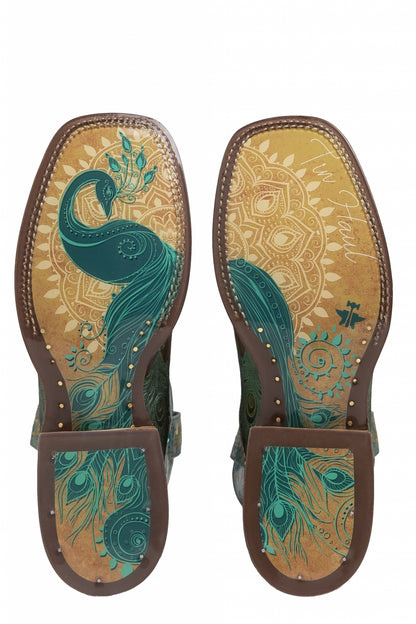 Tin Haul Ladies Feather Peacock Sole Boots