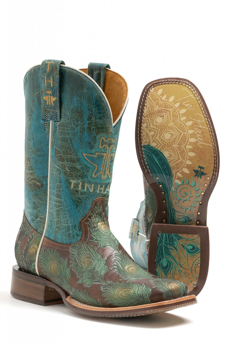 Tin Haul Ladies Feather Peacock Sole Boots