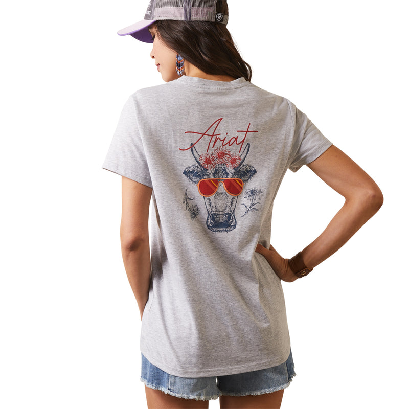 Ariat Ladies REAL Cool Cow Tee L Heather Grey